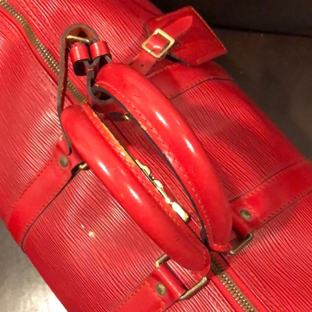 LOUIS VUITTON Red Epi Leather Keepall 50 Boston Travel Duffle Bag LV 50